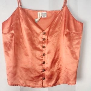 Mimichia Button Up Orange Tank Top Size Large